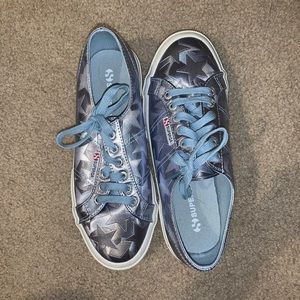 Blue Metallic Star Superga Sneakers